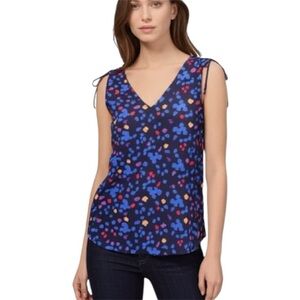 LOFT Ann Taylor Sleeveless Colourful Abstract V Neck Blouse Tank Top Size Medium